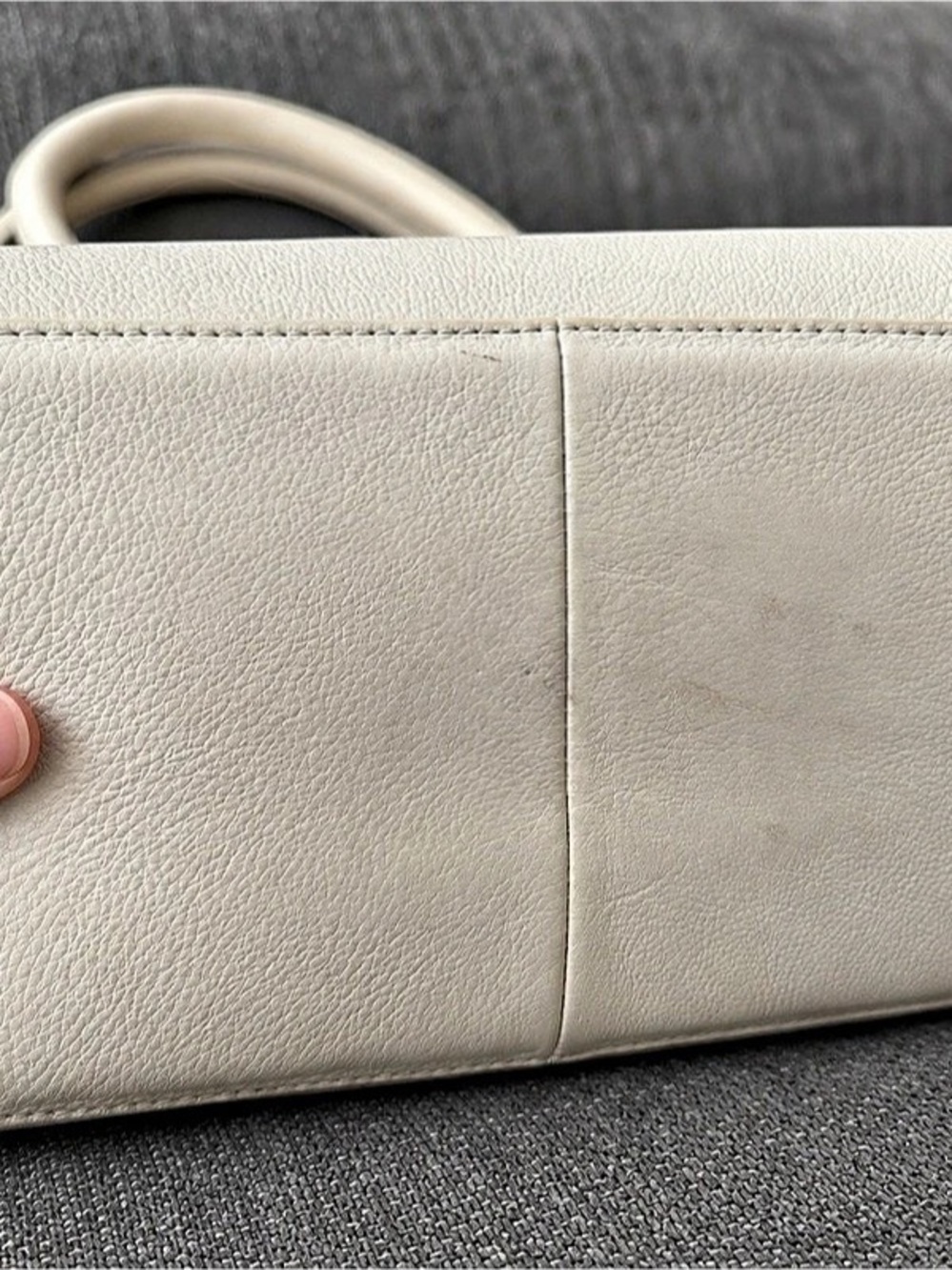 Margot Large Cream Genuine Leather Margaux Style Satchel Tote Bag 16” - Picture 6 of 6